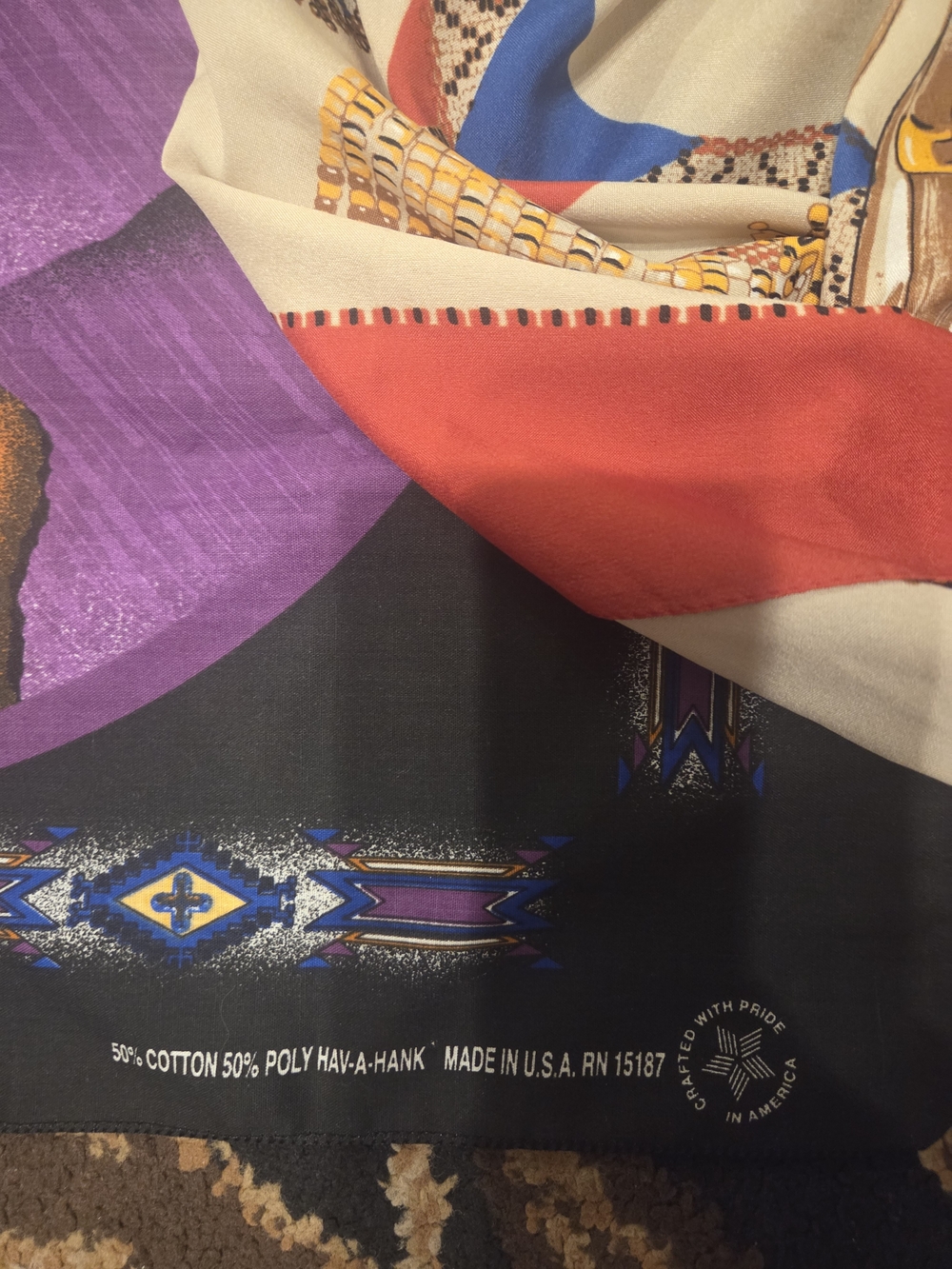 Native-Inspired Printed Scarves in Cream, Red, Black & Purple - Picture 4 of 4